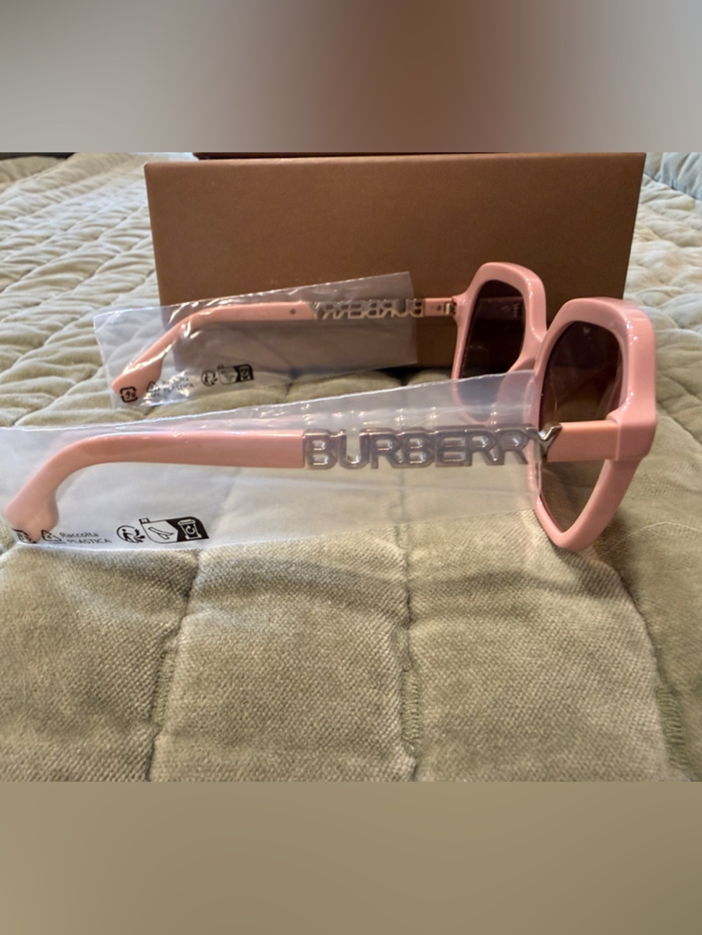 Burberry Pink Frame Sunglasses with Brown Gradient Lenses - Picture 3 of 8
